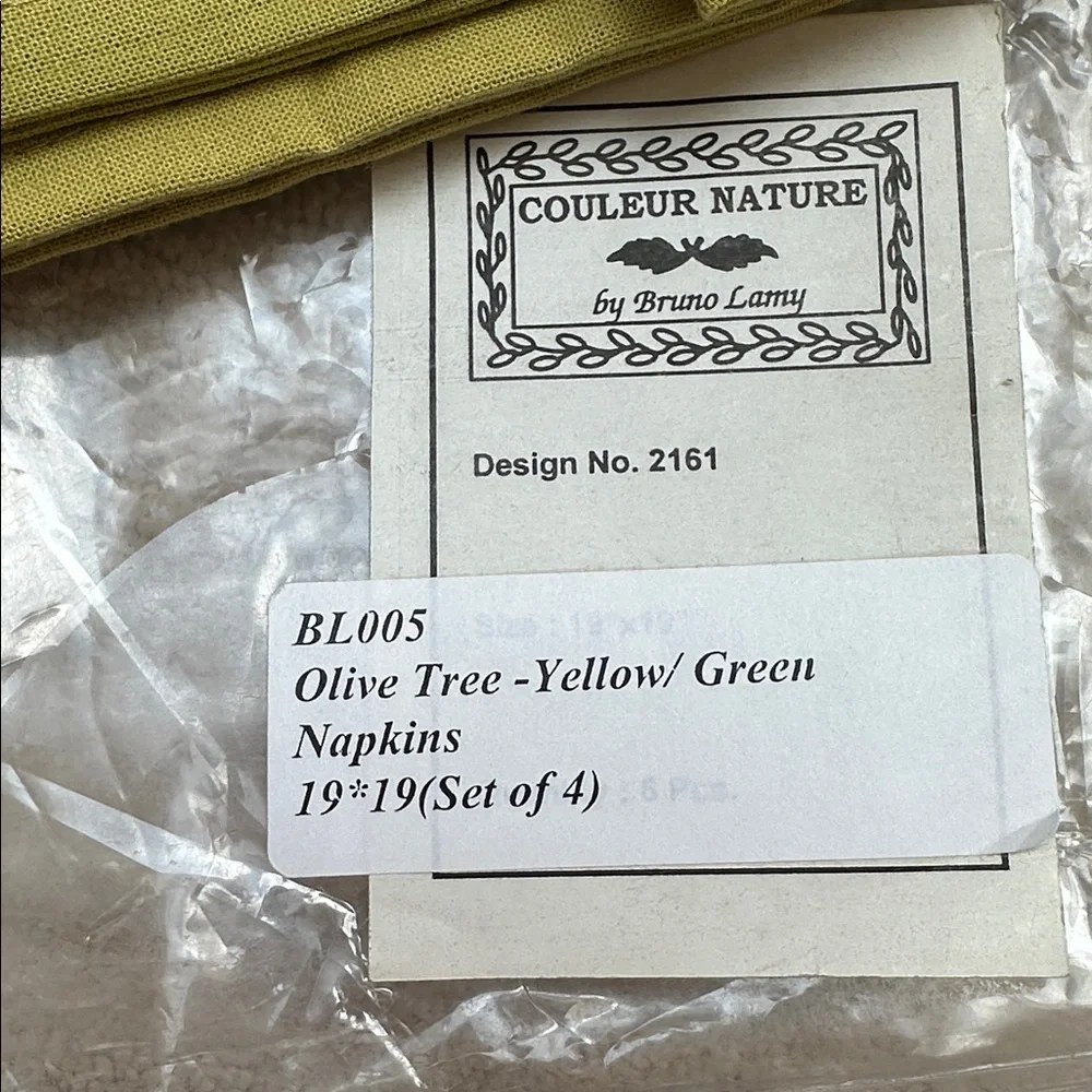 Set of 4 Couleur Nature Olive Tree Napkins Yellow/Green Designed by Bruno Lamy